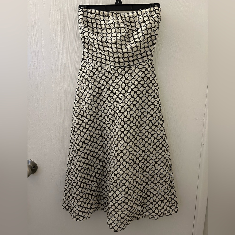 J. Crew Black and White Strapless Dress